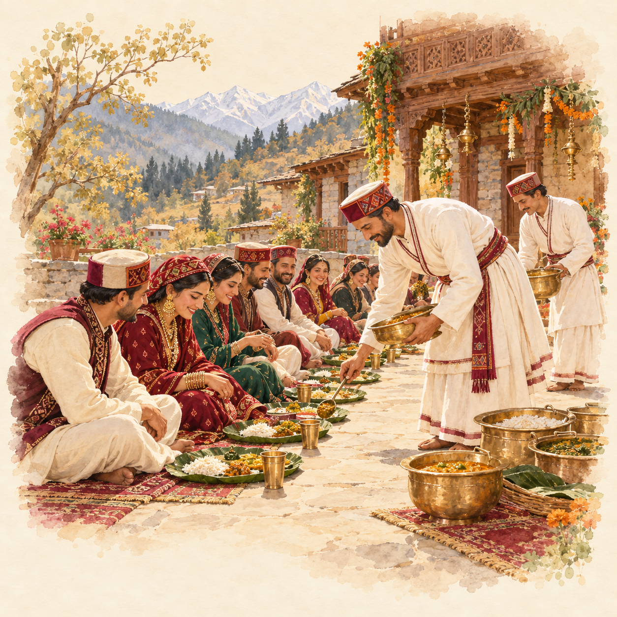 Watercolor illustration of Dinner
