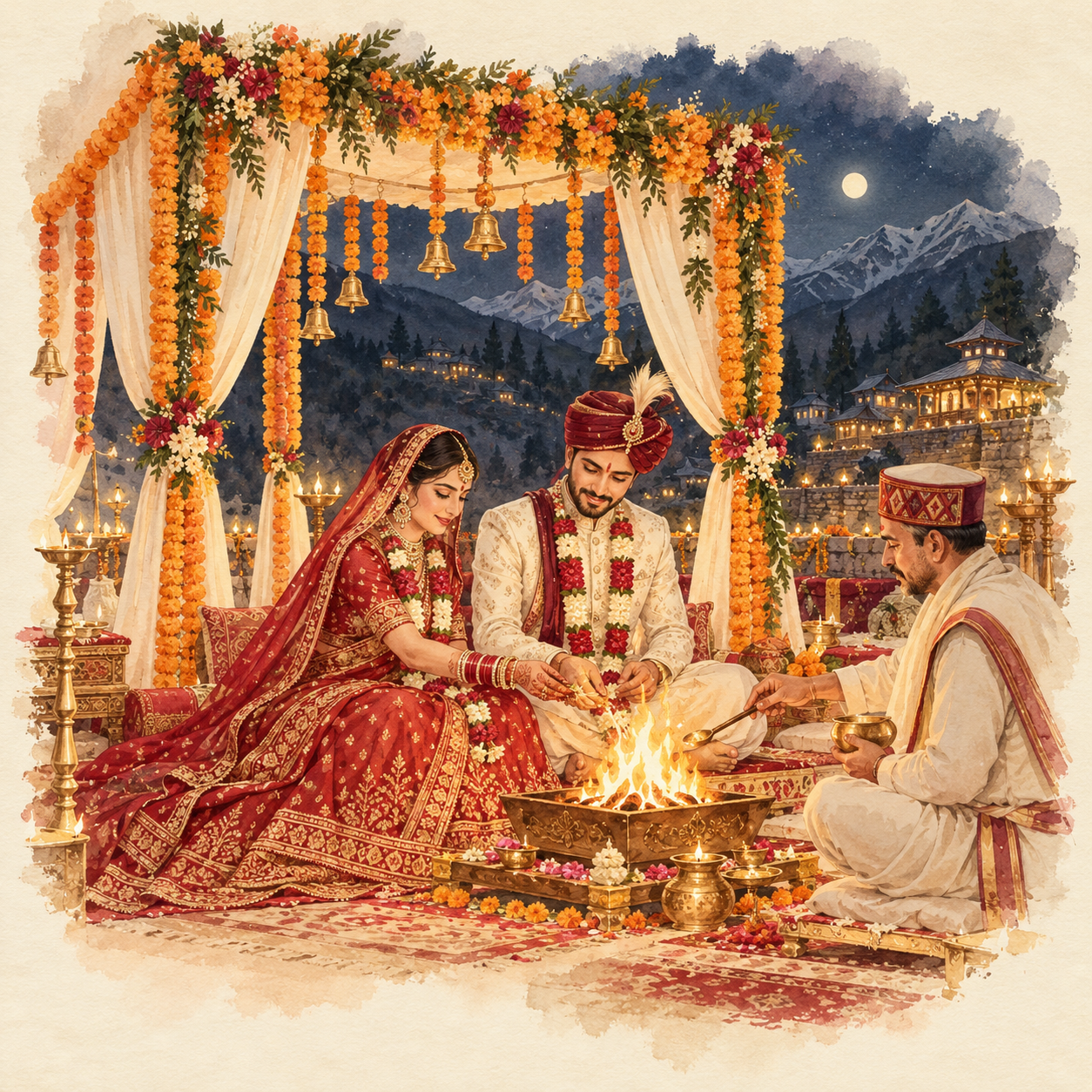 Watercolor illustration of Lagan · Wedding Ceremony